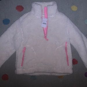 🆕 Crewcuts Girls Sherpa Fleece Pullover Ivory & Pink 6/7